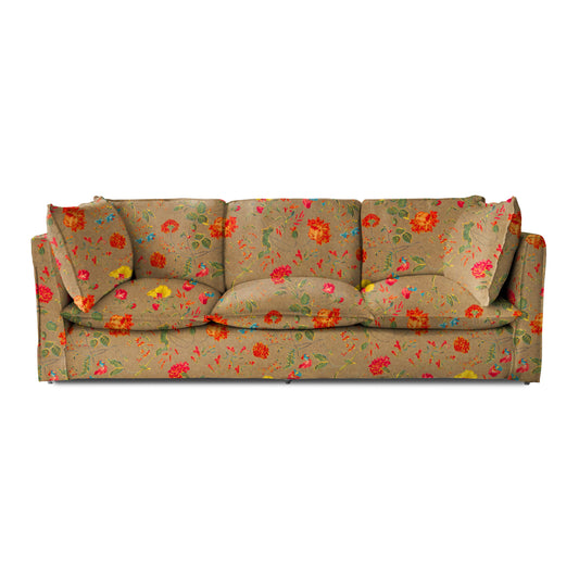 Coco 4 seater sofa with Self Piped Knife Edge cushion in Wildwood Twig - Made to Order