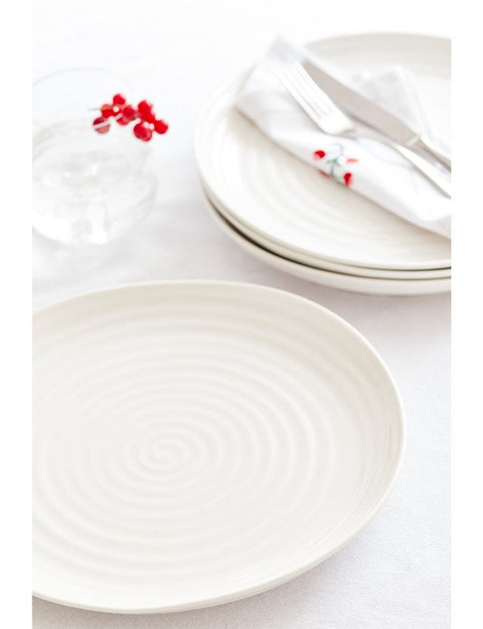 White Porcelain Coupe Dinner Plates - Set of Four