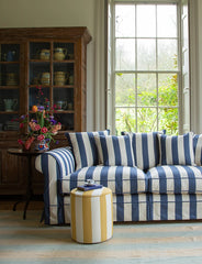 Drum Footstool in Stripes Dandelion - Made to Order