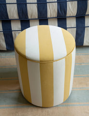 Drum Footstool in Stripes Dandelion - Made to Order