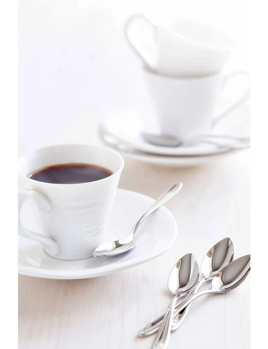 White Porcelain Espresso Cup & Saucer - Set of Two