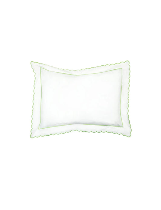 Green Scalloped Oxford Pillowcase (50cm x 75cm)