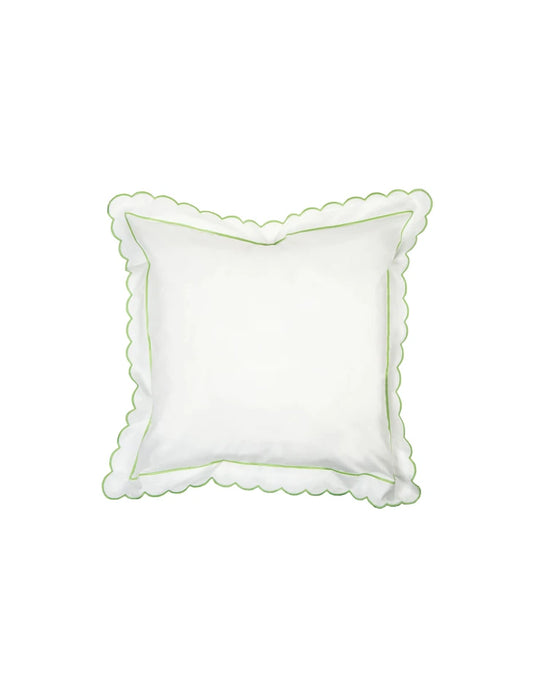 Green Scalloped Square Pillowcase (65cm x 65cm)