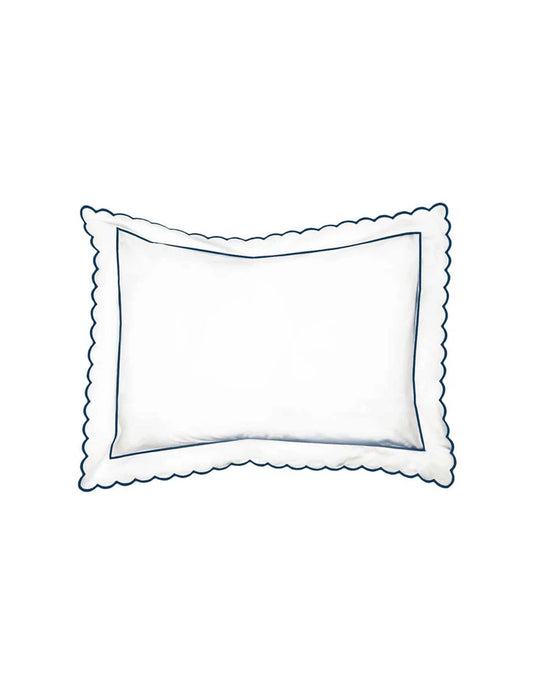 Navy Scalloped Edge Oxford Pillowcase (50cm x 75cm)