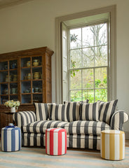 Salthrop Sofa with Self Piped Knife Edge cushion in Stripes Black and White - Made To Order