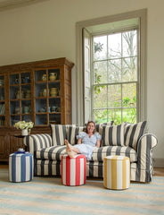 Salthrop Sofa with Self Piped Knife Edge cushion in Stripes Black and White - Made To Order