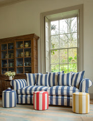 Salthrop Sofa with Self Piped Knife Edge cushion in Stripes Sea Holly - Made to Order