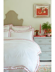 Red Scalloped Emperor Duvet Cover