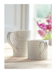 White Porcelain Tall Mugs- Set of Four