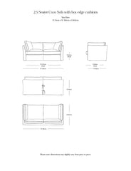 Coco 2.5 seater sofa with Self Piped Box Edge cushion in Customers Own Material (excl. Fabric) - Made to Order