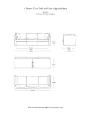 Coco 4 seater sofa with Contrast Piped Box Edge cushion in Customers Own Material (excl. Fabric) - Made to Order