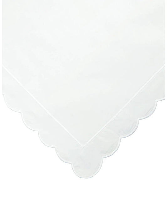 White Scalloped Double Duvet Cover & 2 Oxford Pillowcases Set