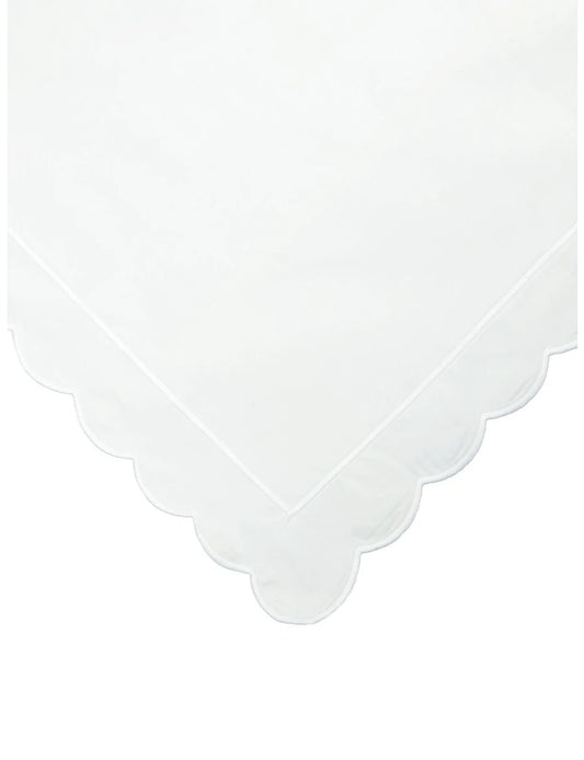 White Scalloped Single Duvet Cover & Oxford Pillowcase Set