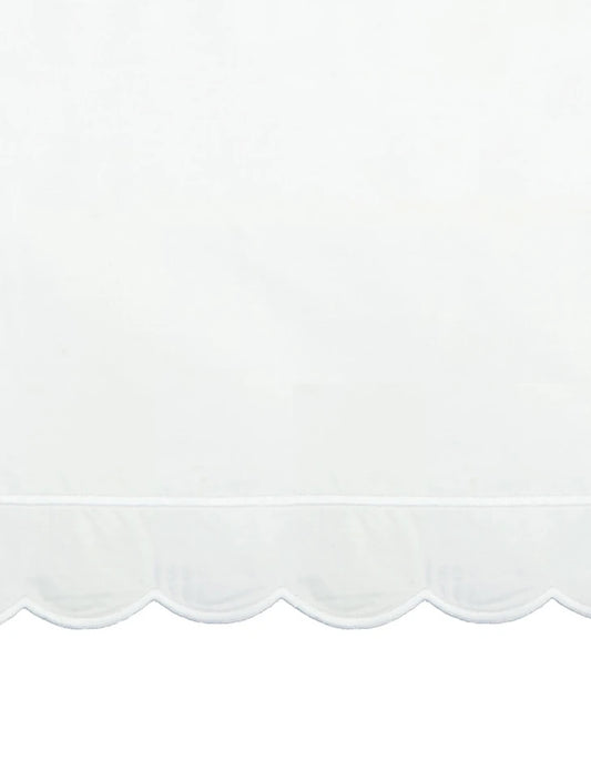 White Scalloped King Size Flat Sheet