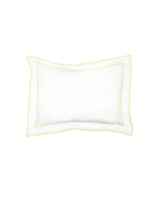 Yellow Scalloped Oxford Pillowcase (50cm x 75cm)