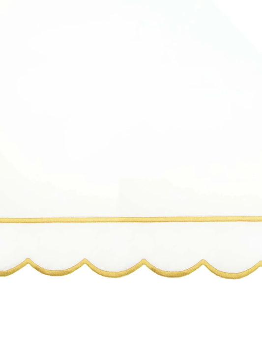 Yellow Scalloped King Size Flat Sheet